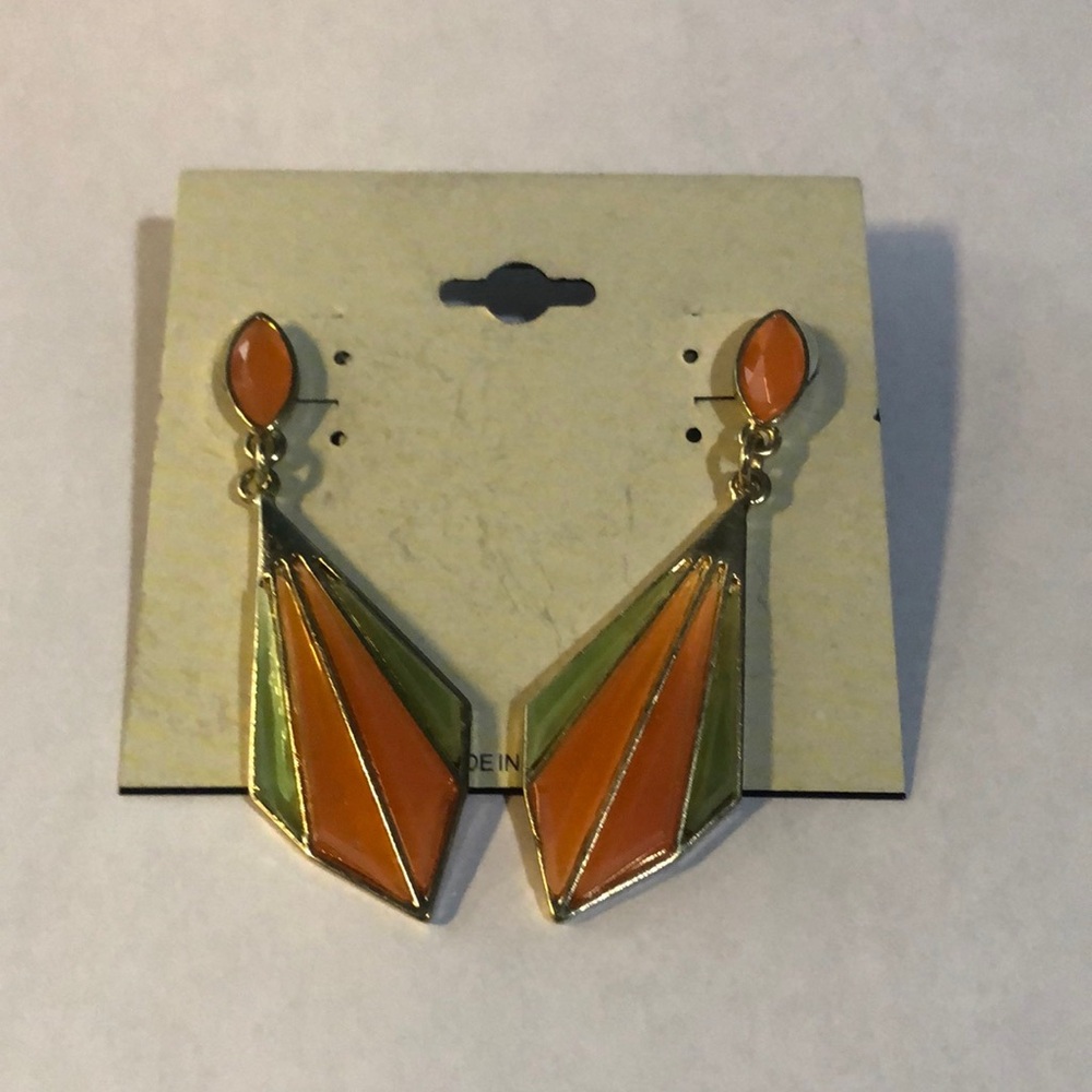 New Green,Orange and Gold Dangle Earrings